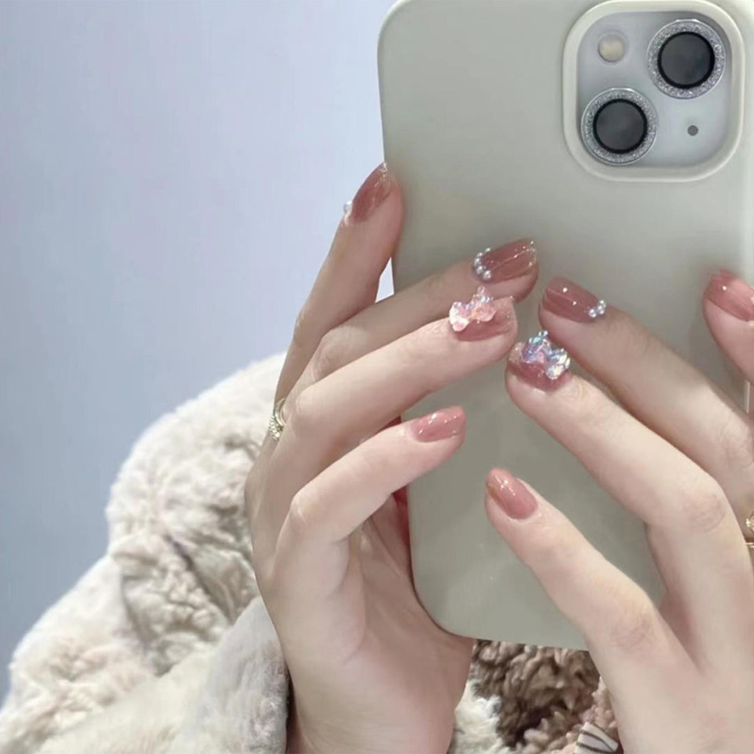 Press-On Nail Art with Floral Accents