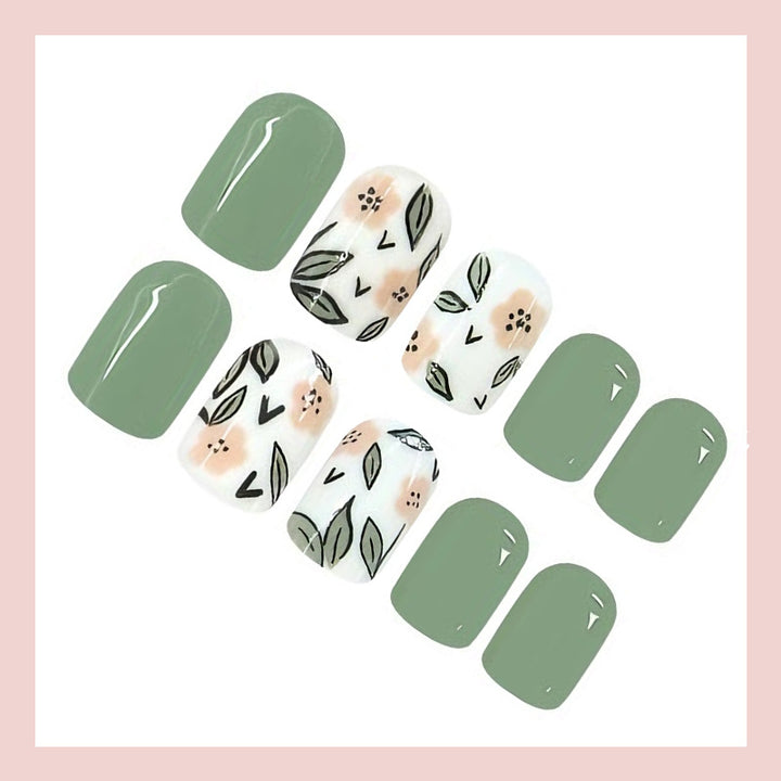 Artificial nail set with elegant floral patterns and modern design Kalsten