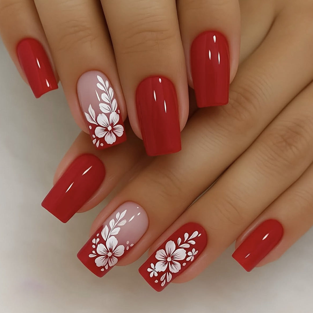 Elegant Floral 3D Acrylic Nail Art Extensions Kalsten