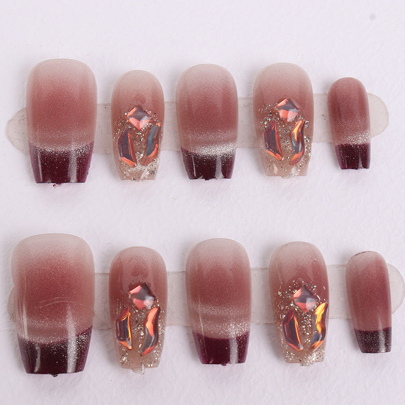 Elegant Press-On Nail Kit with Artistic Floral Design