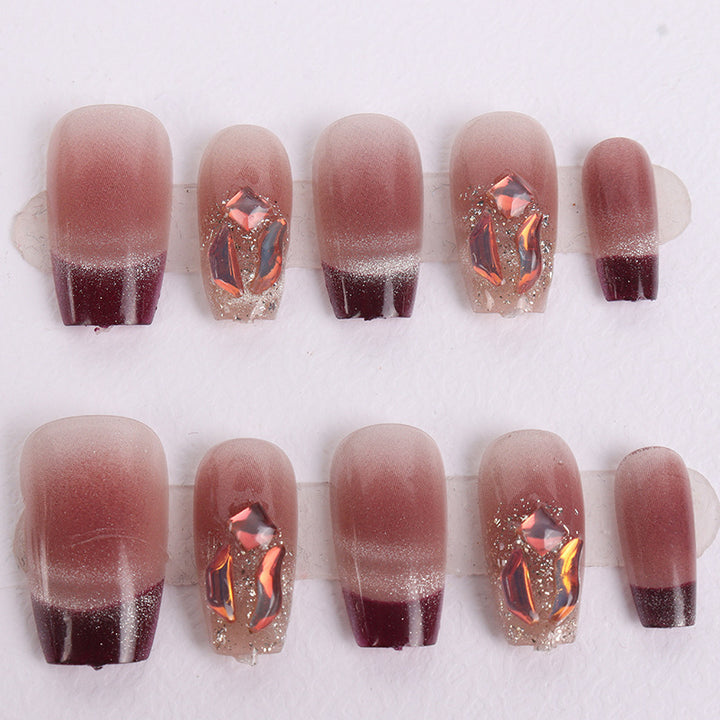 Elegant Press-On Nail Kit with Artistic Floral Design