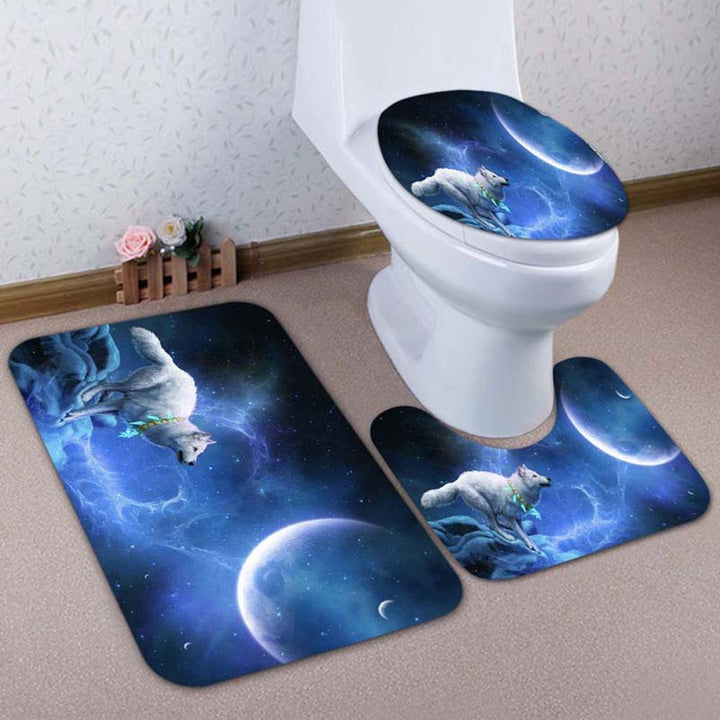 Artistic Lion-Themed Bathroom Mat Set
