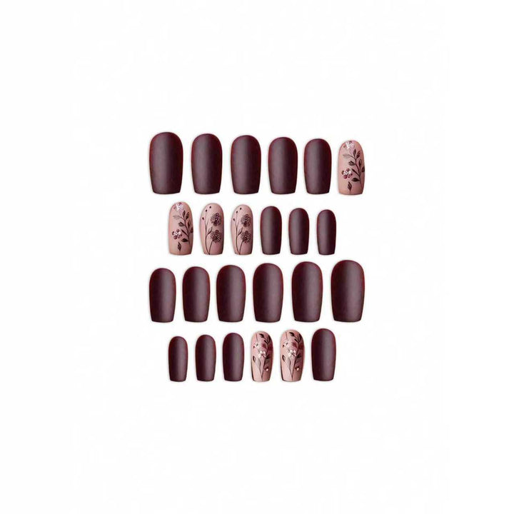 Artistic Floral Matte Nail Design Kalsten