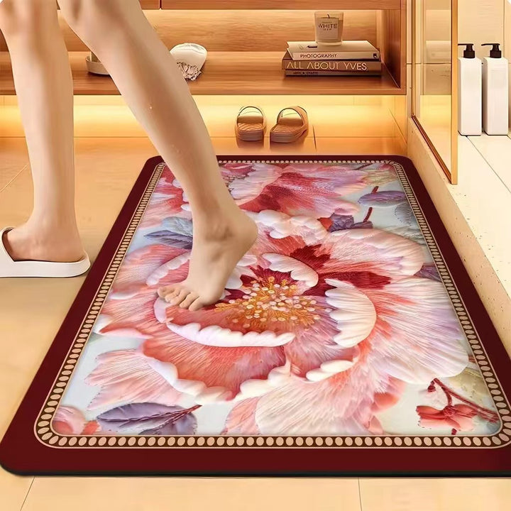 Floral-Embossed Memory Foam Bath Mat Kalsten
