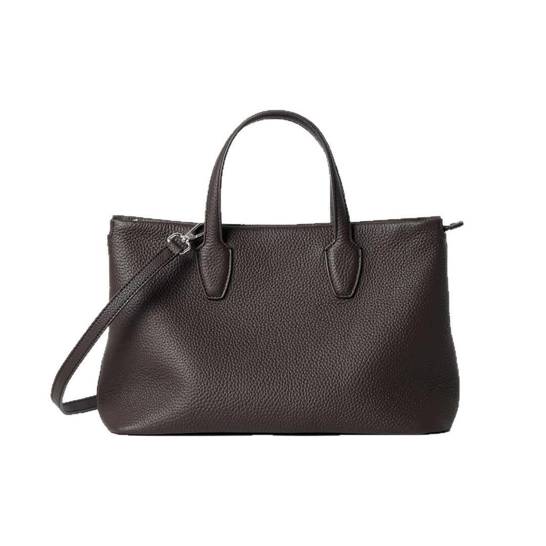 Structured Pebbled Leather Top-Zip Tote Bag