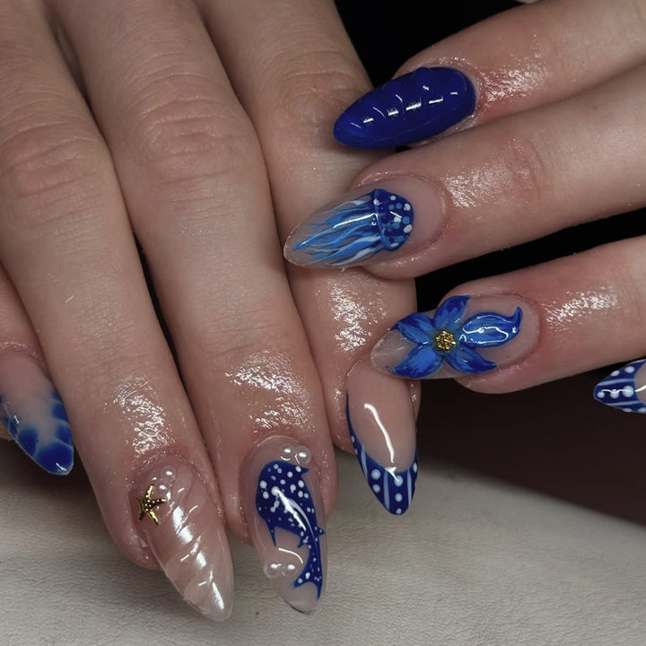Artistic Marine-Themed Nail Art Extensions Kalsten