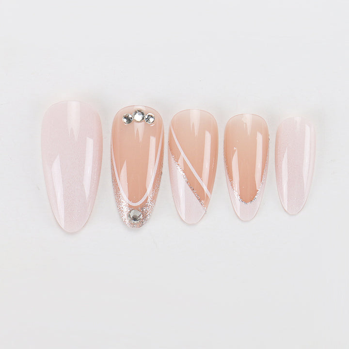 Elegant Stiletto Press-On Nail Set with Rhinestone Accents Kalsten