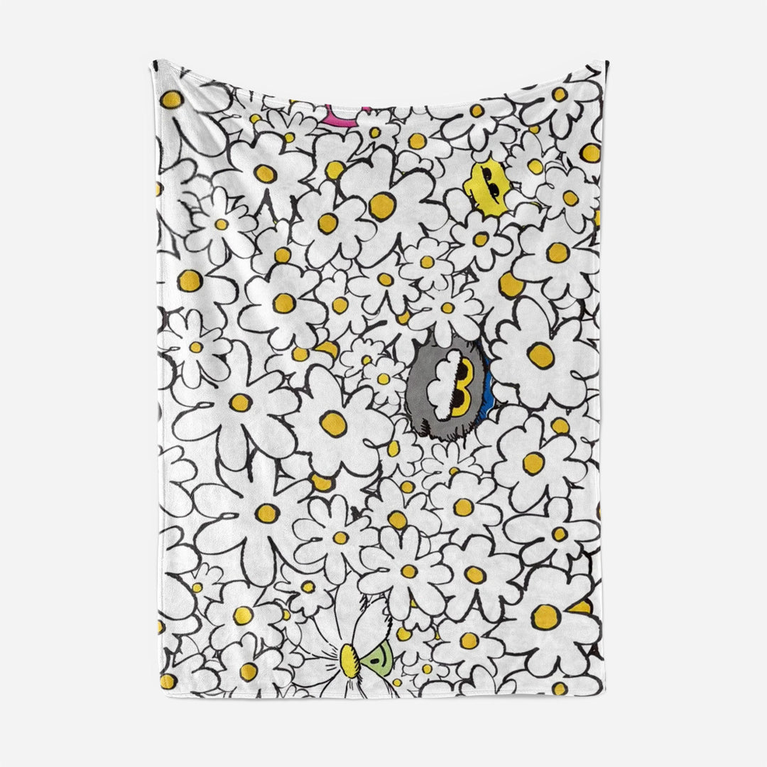 Artistic Cartoon Cat-Themed Fleece Throw Blanket