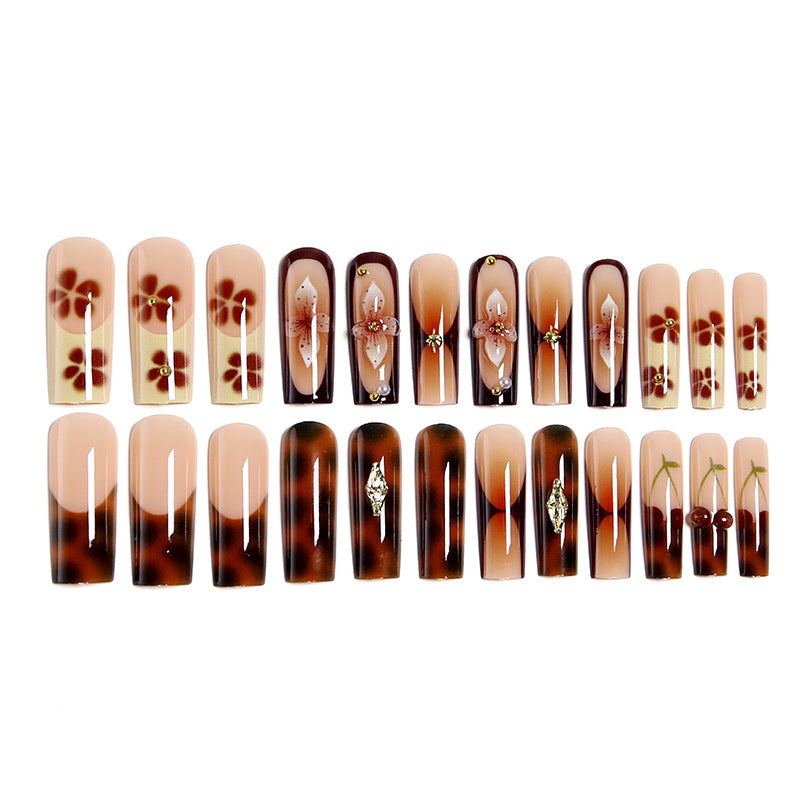 Artificial nails with creative 3D flower design and glitter accents Kalsten