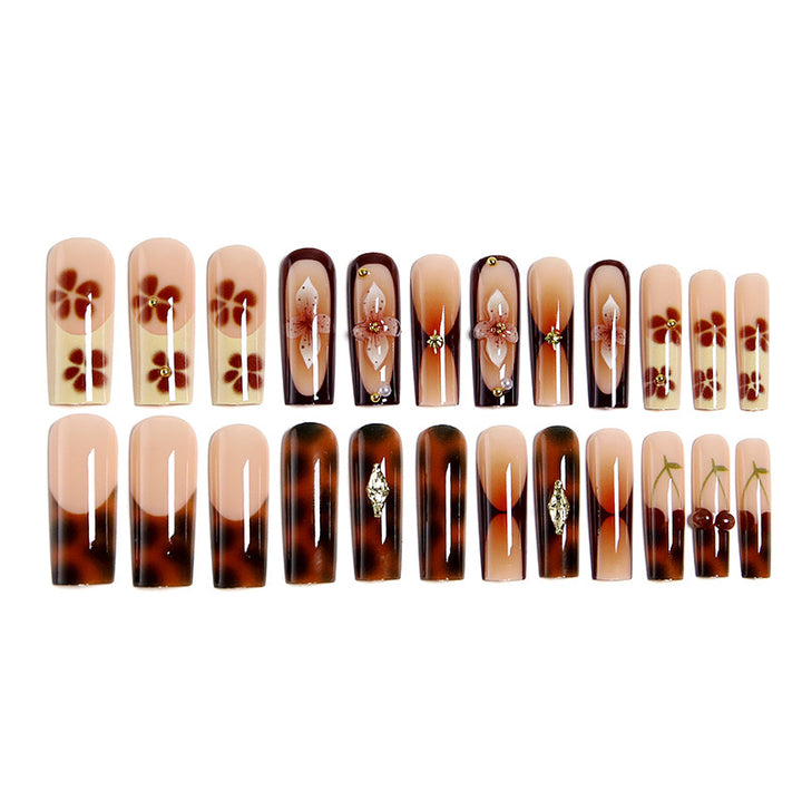 Artificial nails with creative 3D flower design and glitter accents Kalsten