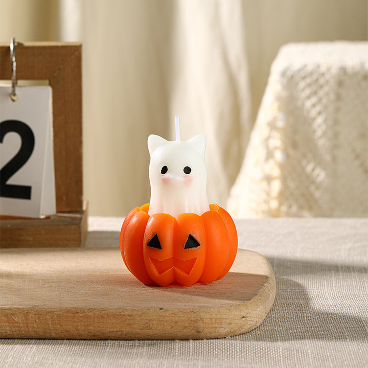 Novelty Halloween Puppy-in-Pumpkin Decorative Wax Candle
