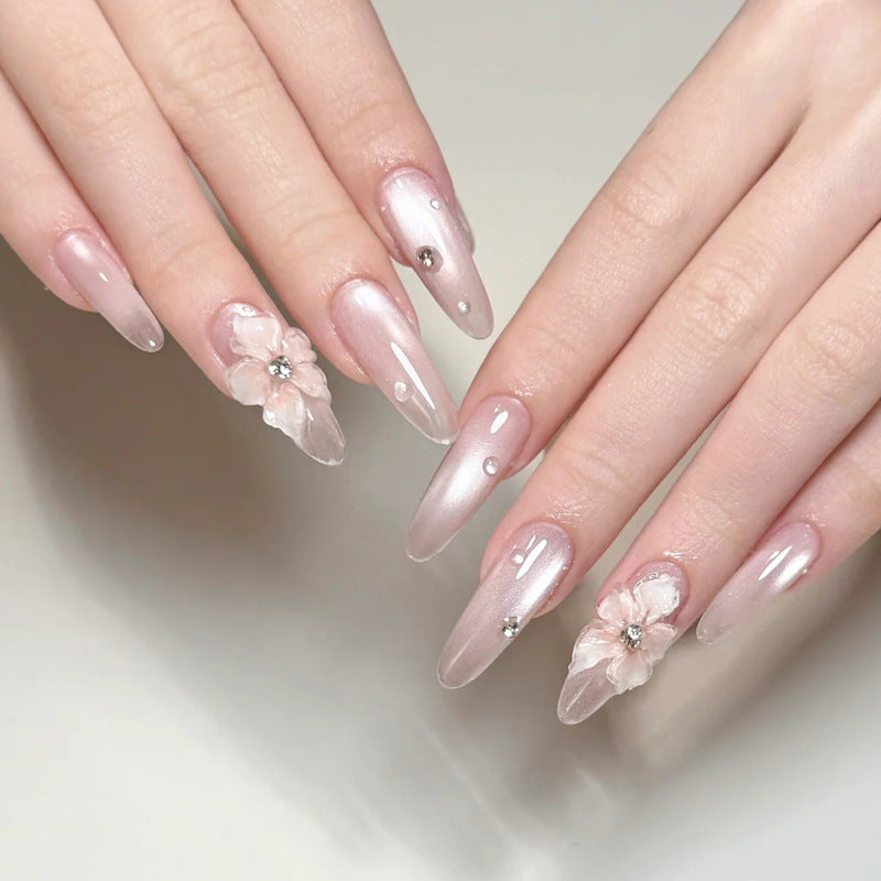 Decorative Press-On Nail Art with Bow and Gem Accents Kalsten