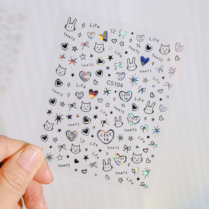 Cat-Themed Nail Art Stickers