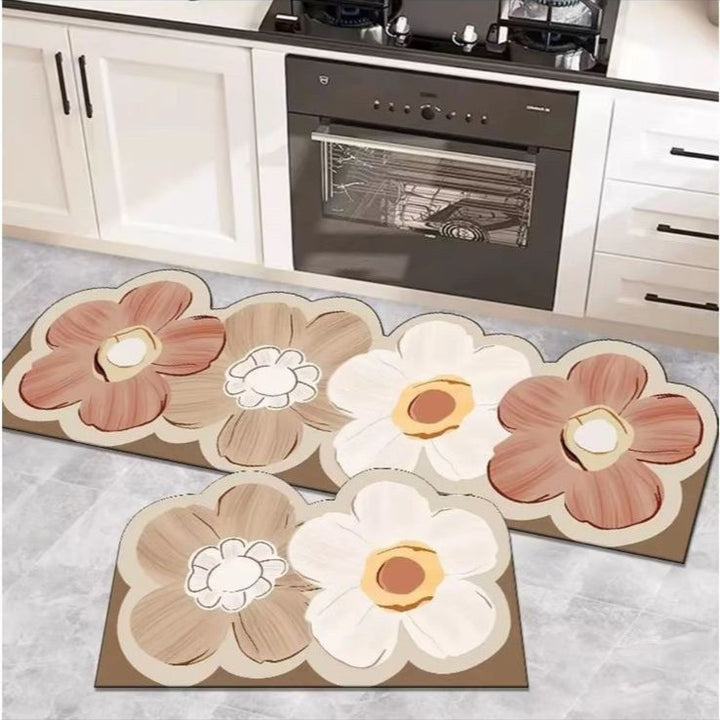 Floral-Themed Kitchen Runner Mat