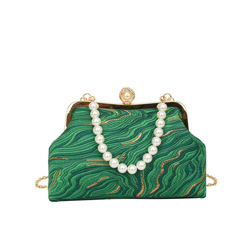 Elegant Pearl-Embellished Evening Handbag