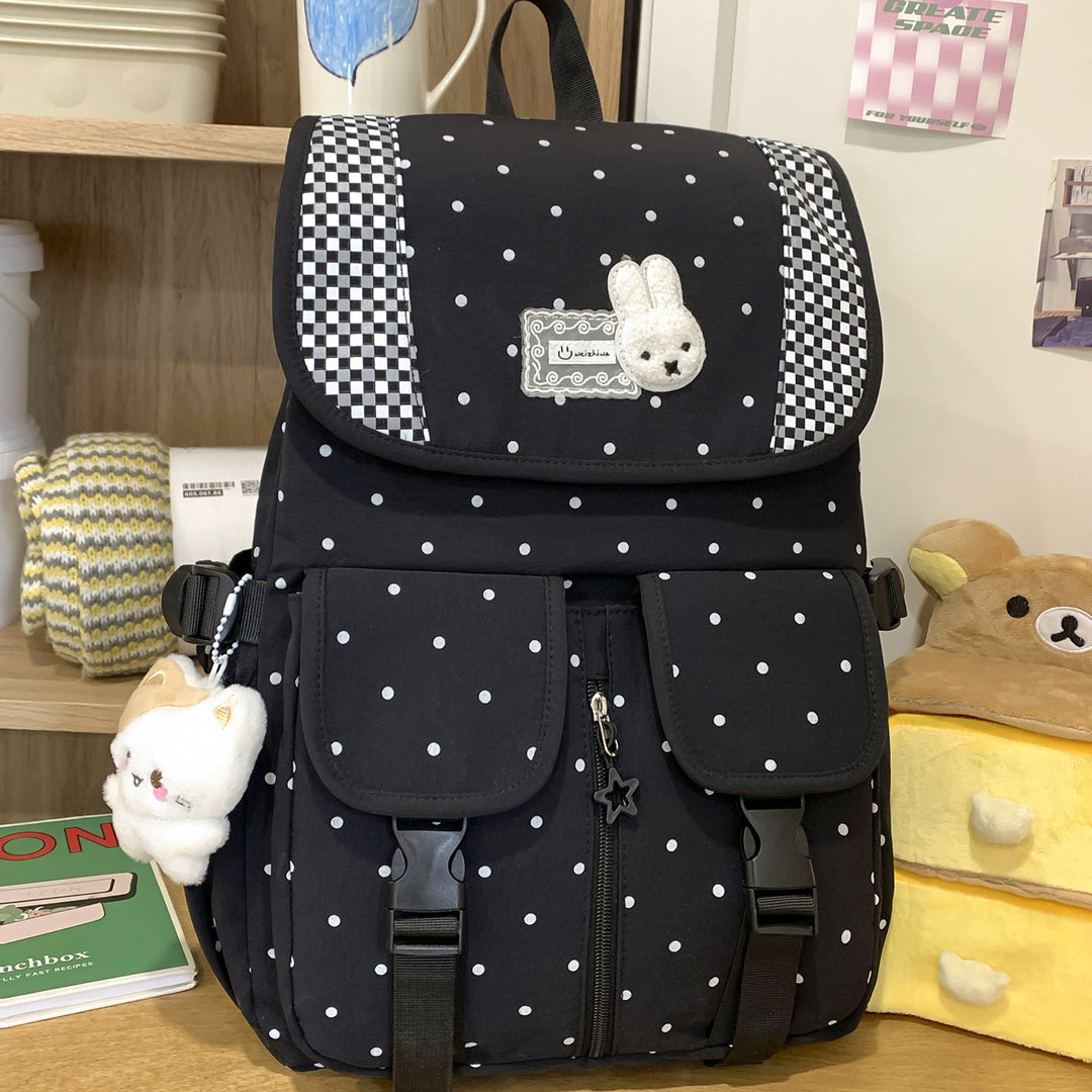 Cute Illustrated Polka Dot Backpack Kalsten