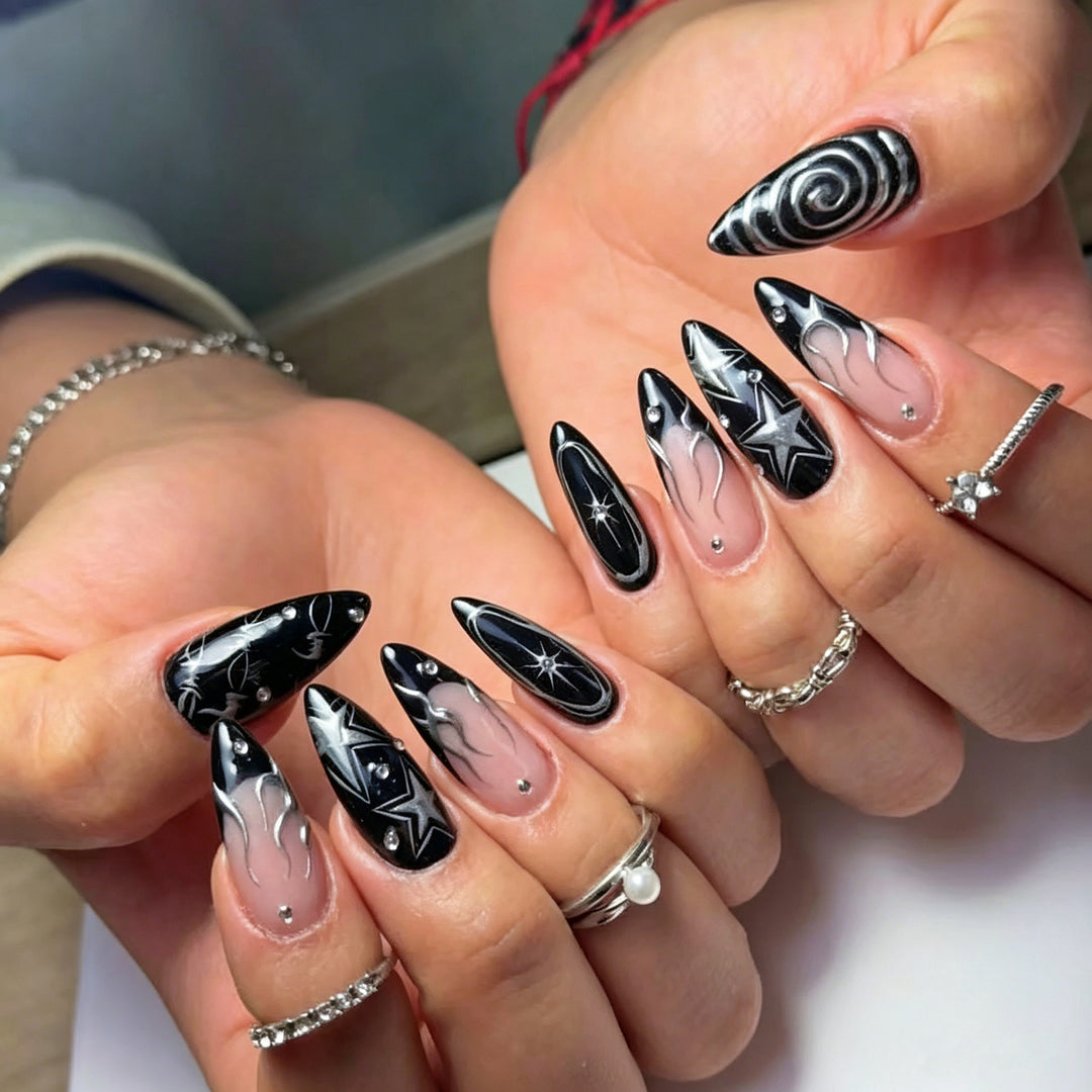 Artistic Galaxy-Inspired Press-On Nail Set