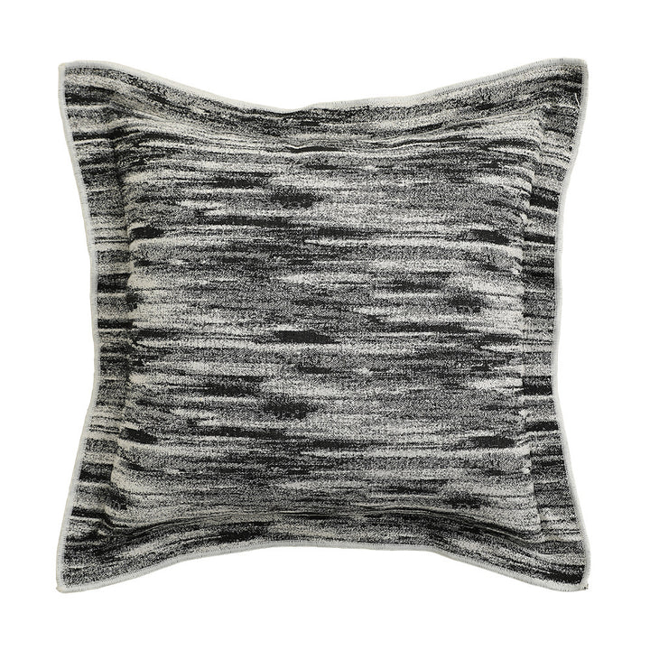 Square decorative pillow in Baroque style with velvet ruffle and putto jacquard
