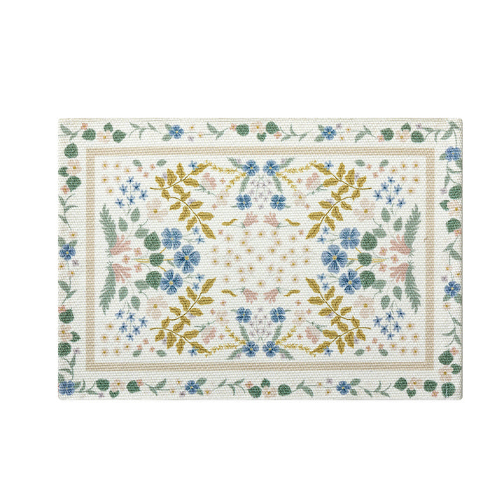 Decorative woven table runner with floral embroidery