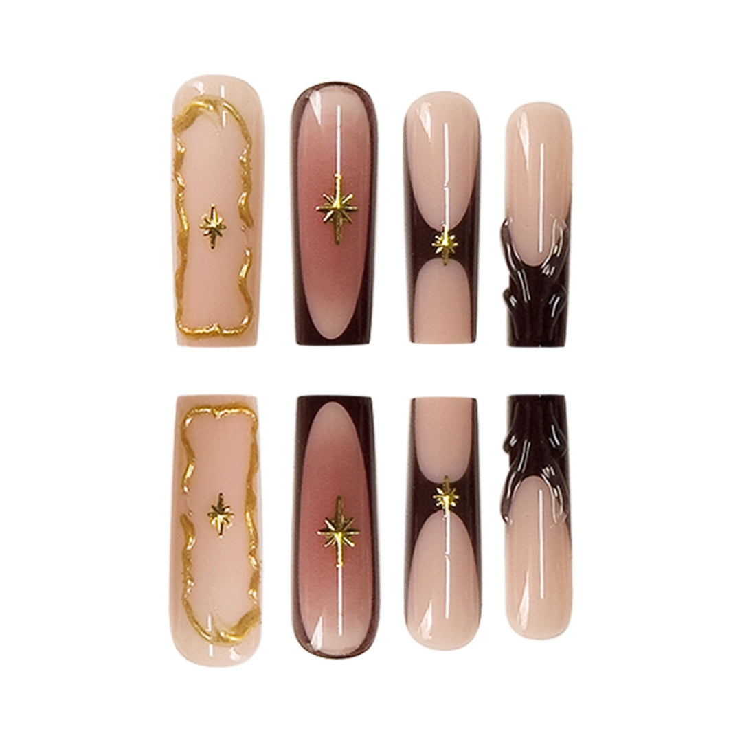Luxurious Statement Stiletto Press-On Nails with Gold Accents Kalsten