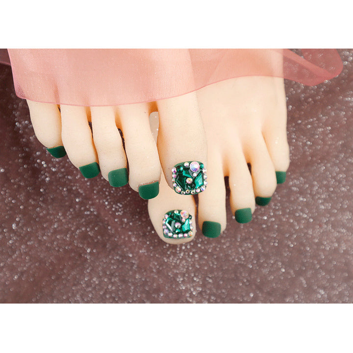 Glamorous Decorative Press-On Toenails with Rhinestone Accents
