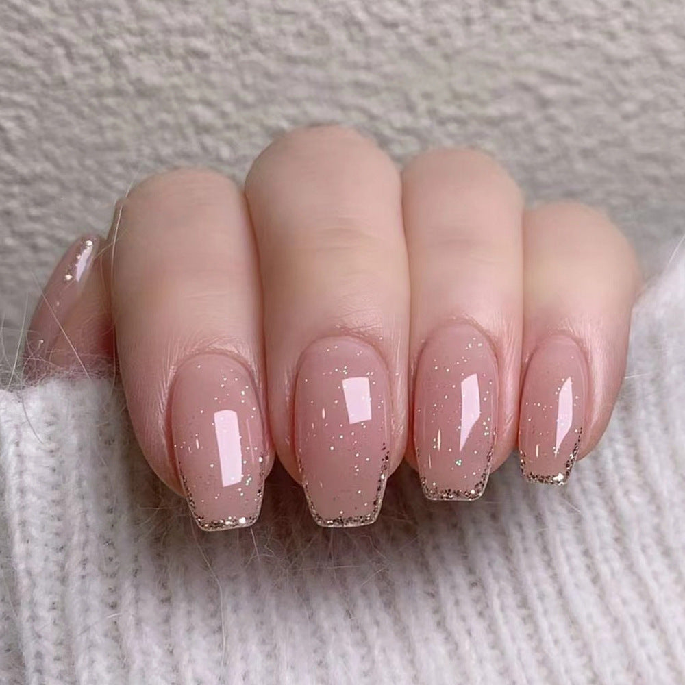 Artistic Nail Extensions with Elegant Glitter Finish Kalsten