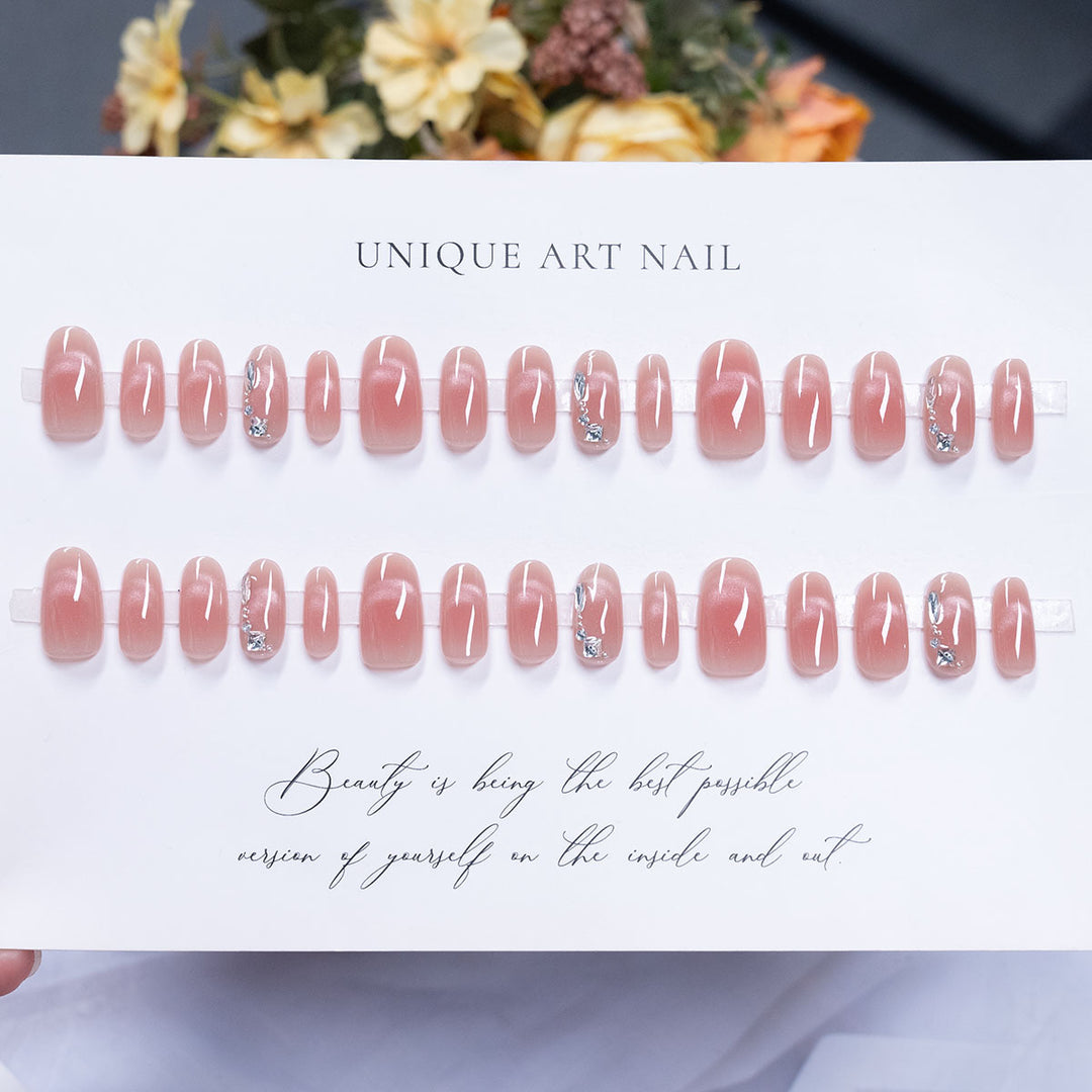 Elegant Crystal-Embellished Press-On Nail Art Set