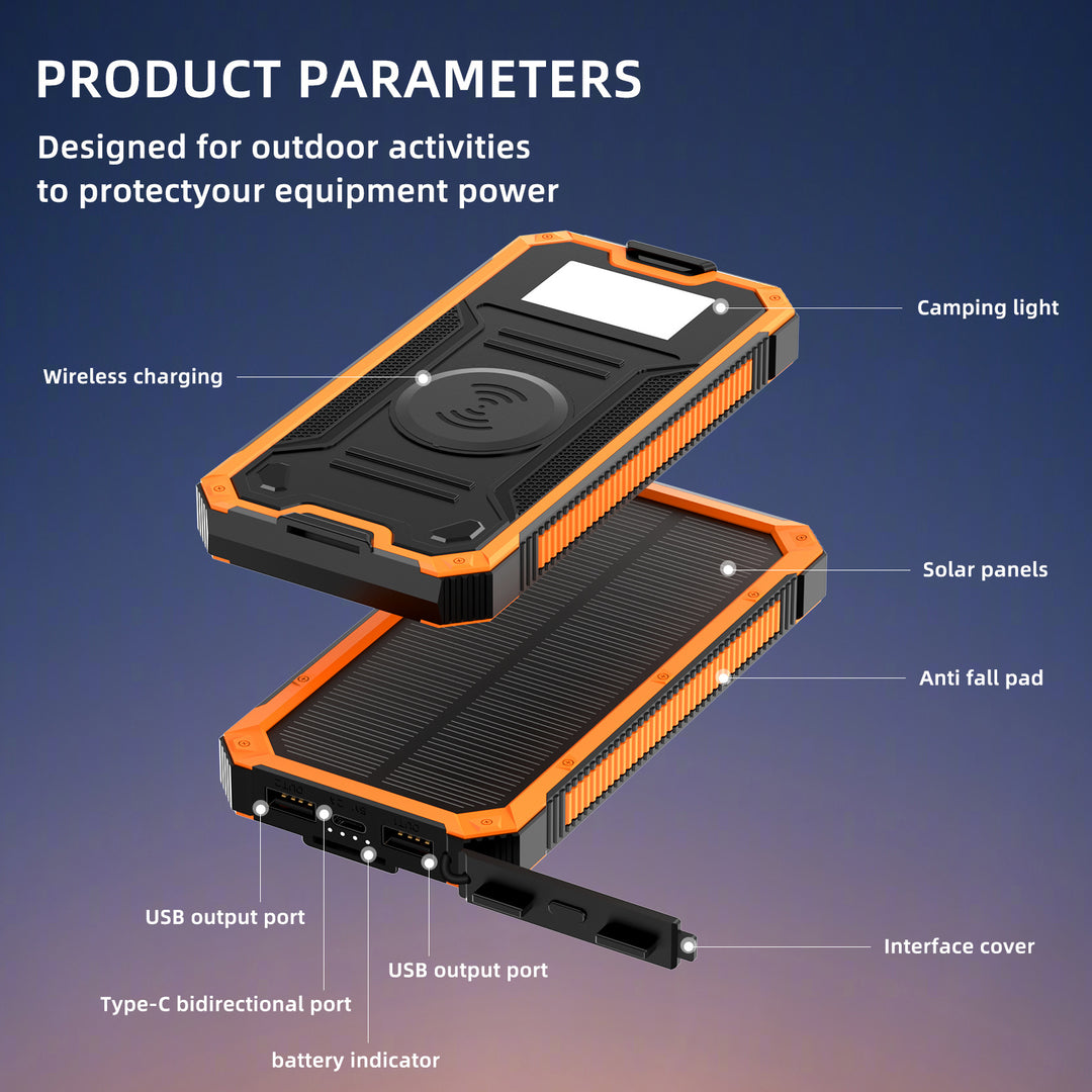 Portable Solar Power Bank with Fast Charging Function and Wireless Charging Adapter Kalsten
