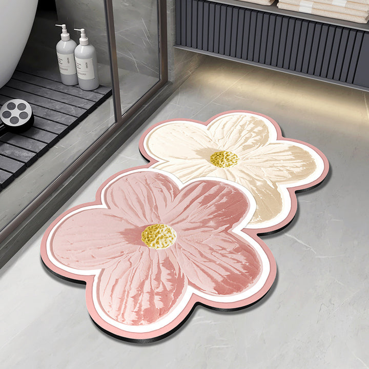 Floral Design Plush Bath Mat Kalsten