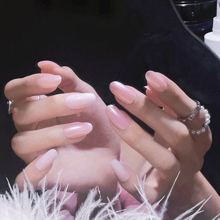 Glossy French Tip Press-On Nails Set