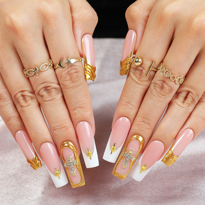 Creative Nail Art Set with Sparkling Gold Accents Kalsten
