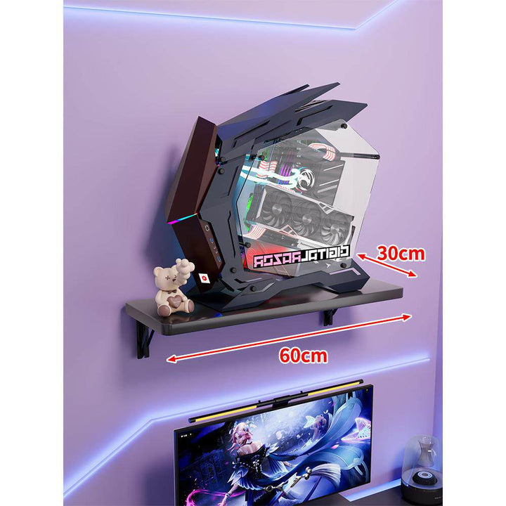 Wall-Mount Floating Shelf for Mid-Tower Gaming PC with Reinforced Brackets