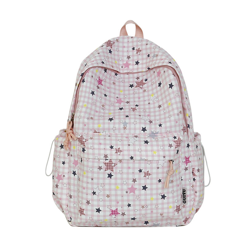Stylish Checked Star-Patterned Backpack Kalsten