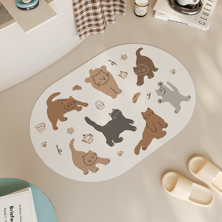Playful Cat-Themed Bath Mat