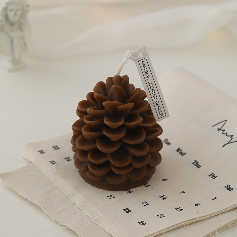 Nature-Inspired Conifer Cone Sculptural Aroma Candle Hand-Poured Soy Blend Cotton Wick