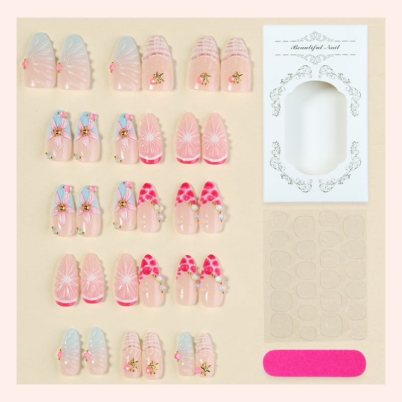 Artificial Nail Set with Floral and Glittering Designs Kalsten