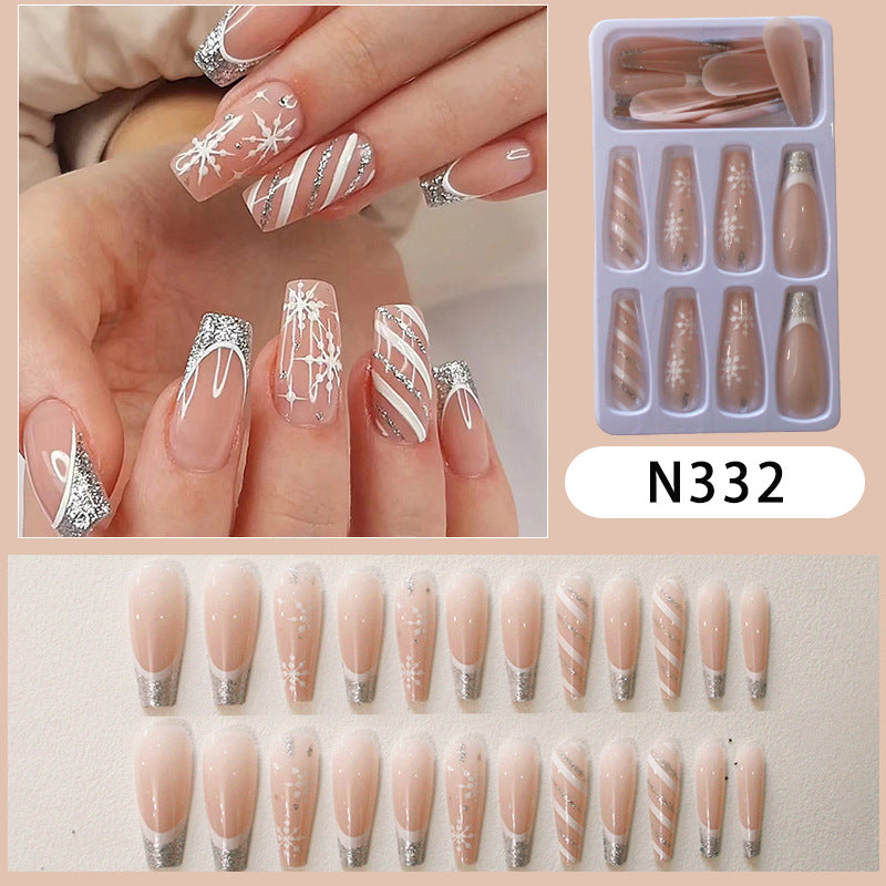 Decorative Press-On Nail Art Set with Glitter Accents