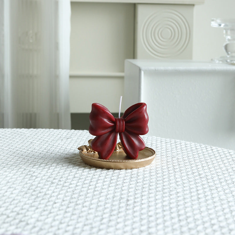 Decorative Bow-Shaped Hand-Poured Soy Wax Candle for Tabletop Centerpiece