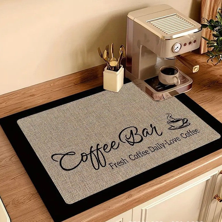 Coffee-Themed Decorative Kitchen Mat