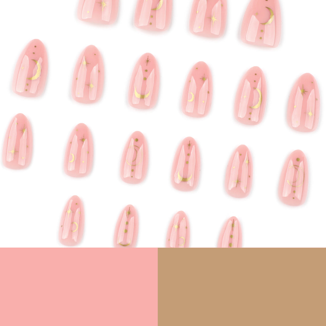 Artful Nail Extensions with Moon-Shaped and Star-Shaped Decorations Kalsten