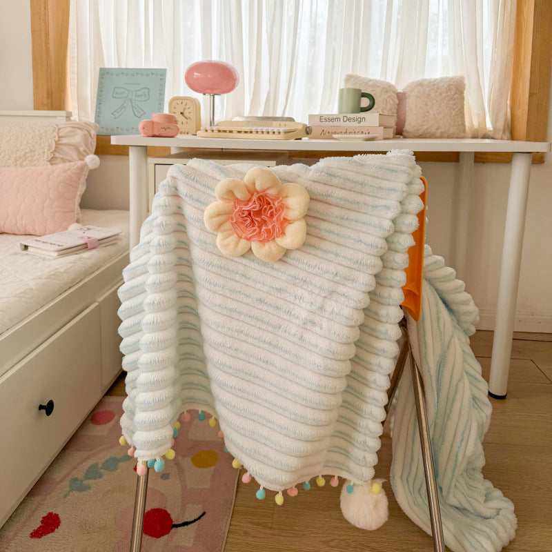Textured Pom-Pom Throw Blanket