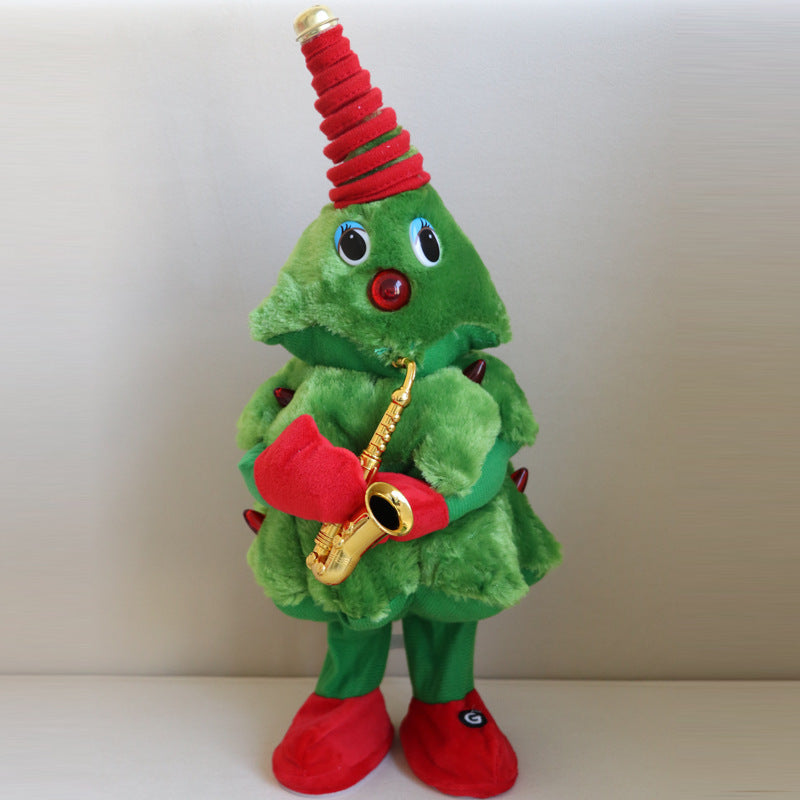Plush Christmas Tree Figure with Guitar