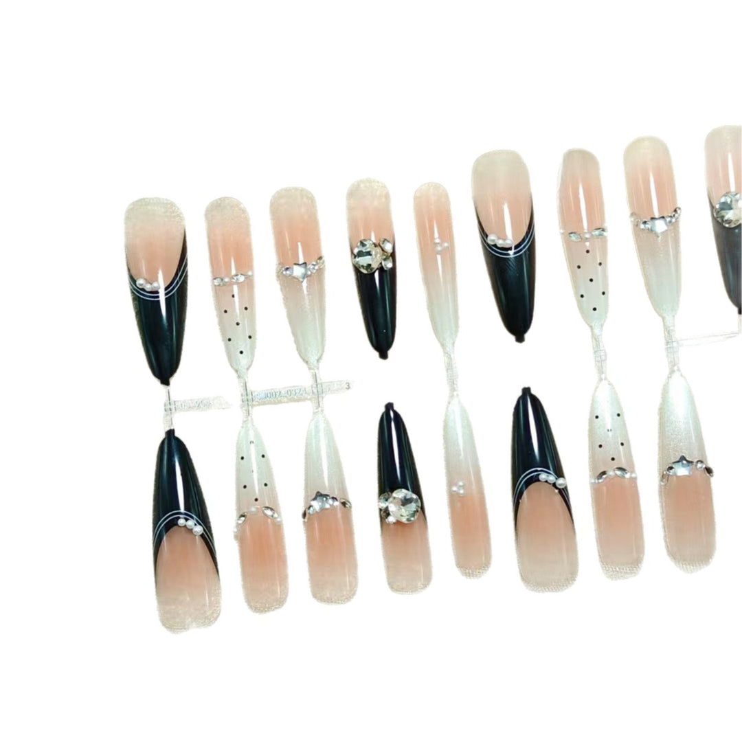Elegant Artificial Nails with Glitter Accents and Fashionable Design Kalsten
