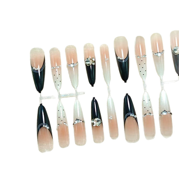 Elegant Artificial Nails with Glitter Accents and Fashionable Design Kalsten