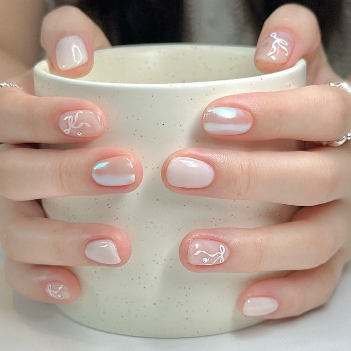 Elegant Press-On Nail Set with Artistic Line Art Designs Kalsten