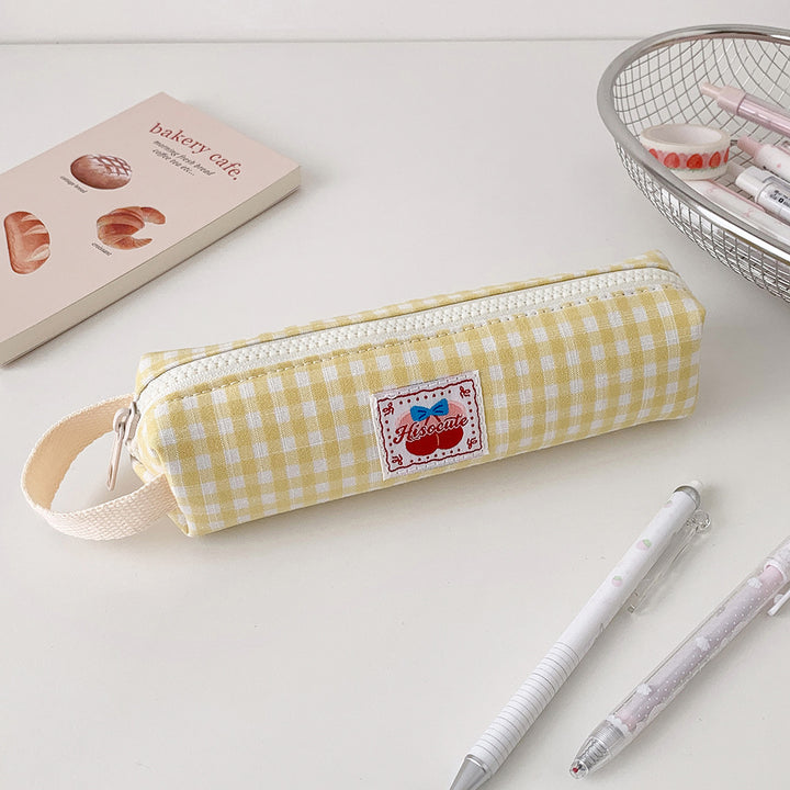 Vintage Checkered Pencil Case