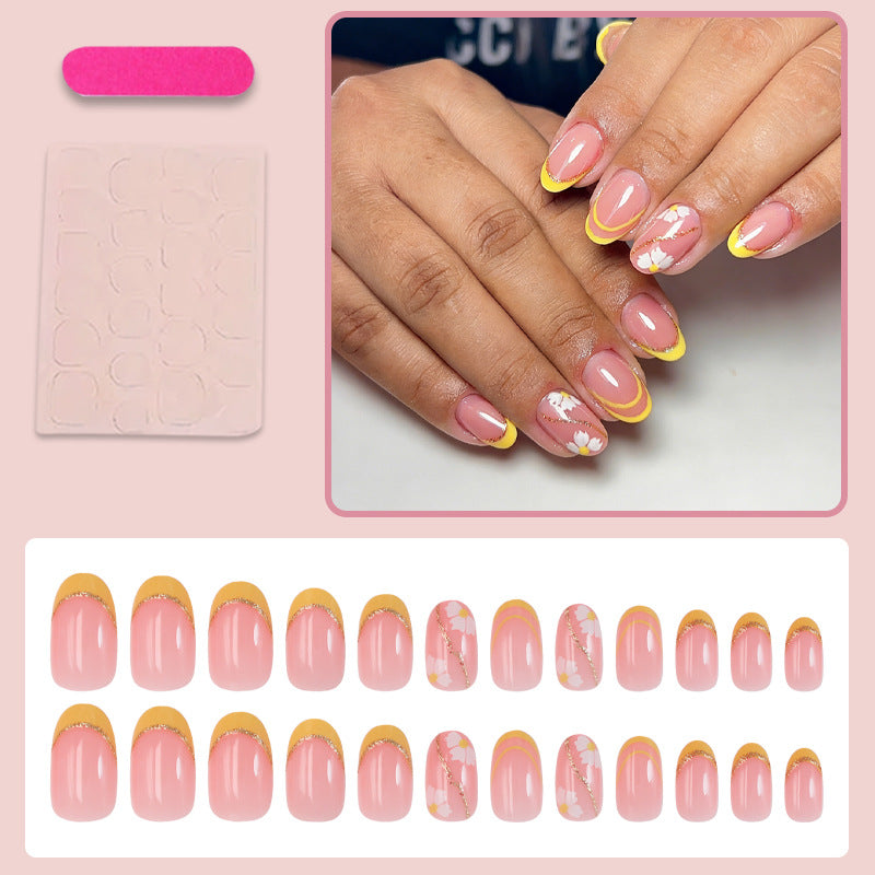 Artificial nail set decorated with elegant flowers and gradient Kalsten