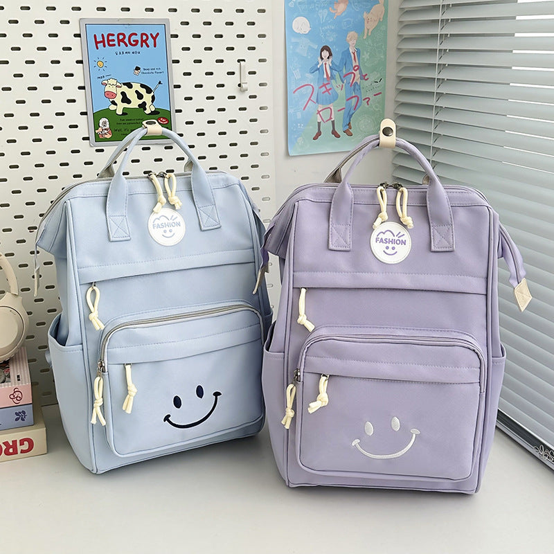 Trendy Multi-Pocket Smiley Face Backpack Kalsten