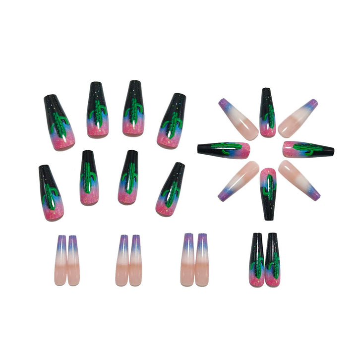 Artificial nails with 3D cactus design Kalsten