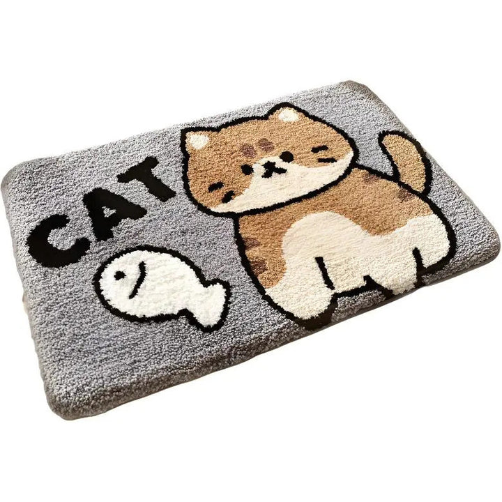 Cute Cartoon Cat-Themed Bath Mat